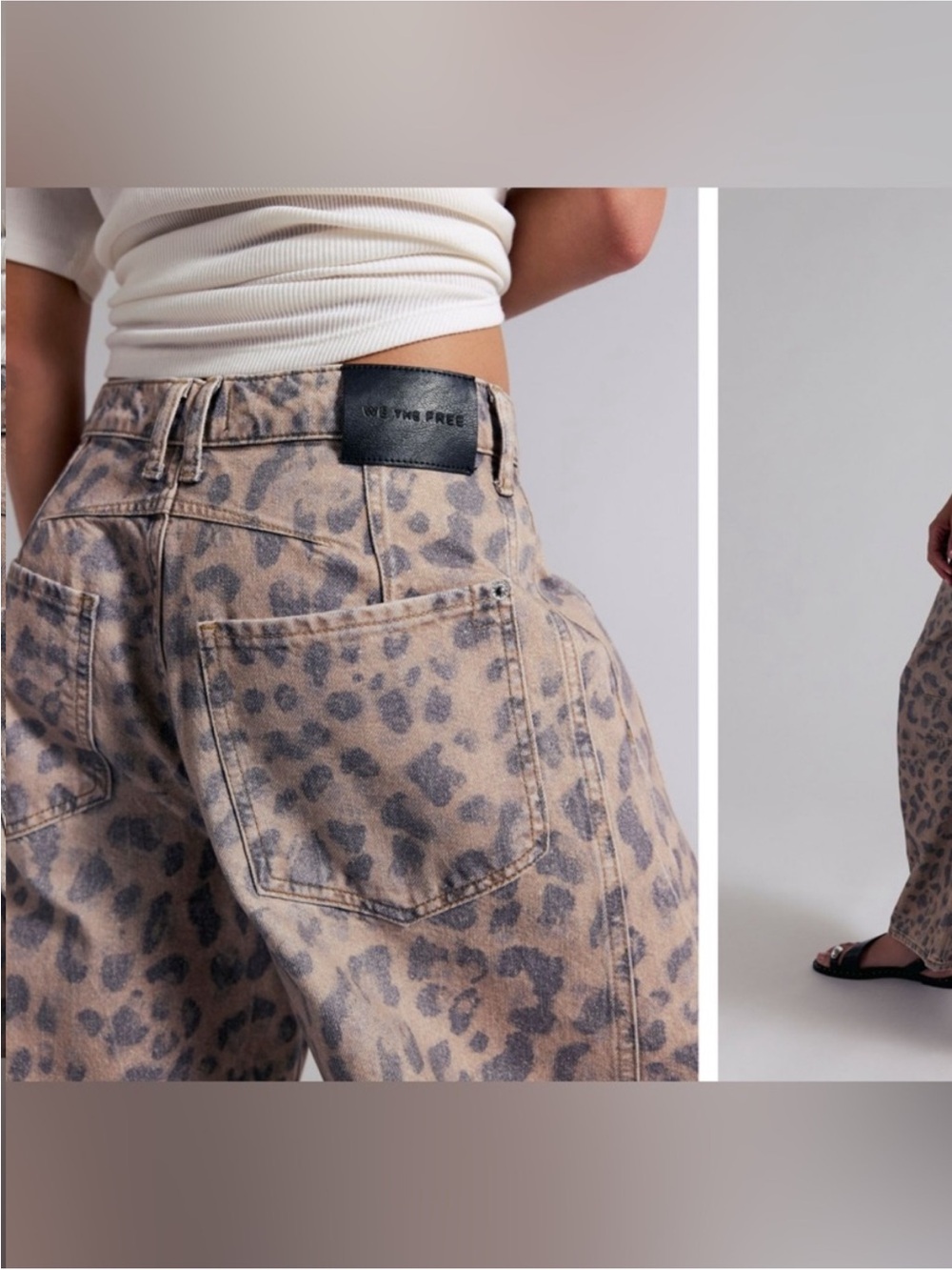 NWOT Free People We The Free Good Luck Printed Barrel Jeans - brown sugar - 28 - Picture 5 of 12